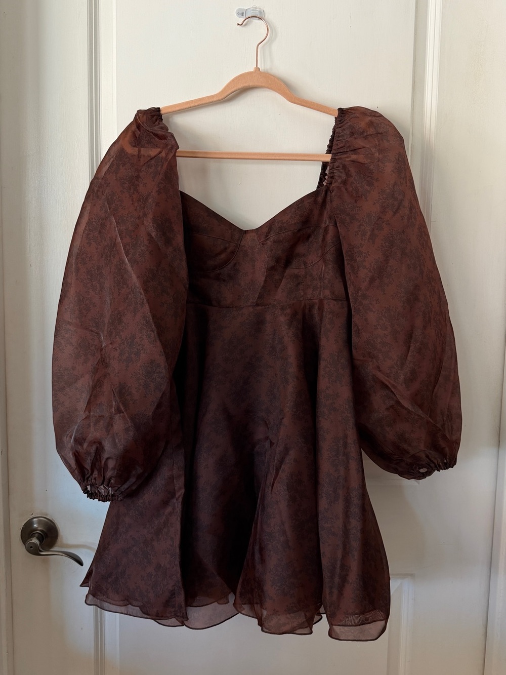 Selkie Free People Floral Jacquard Brown Mini Dress